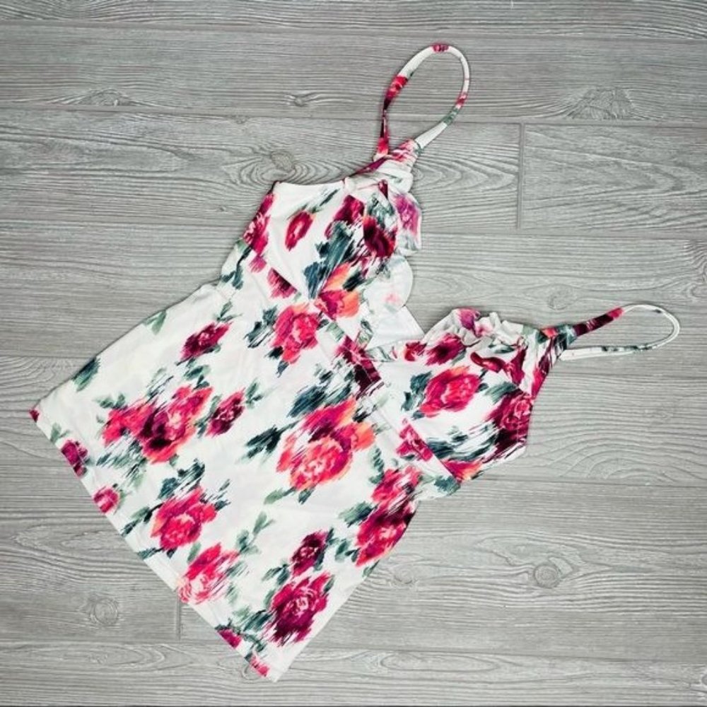 laundry by shelli segal rose tankini top with ruffles bathing suit, swimwear, sw